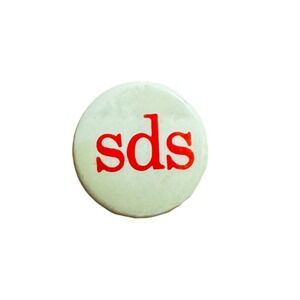 Vintage SDS Students for a Democratic Society Pinback Button 1960s Political Red